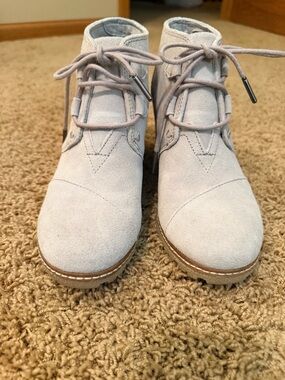 Bone Suede Lace-Up Ankle Boots